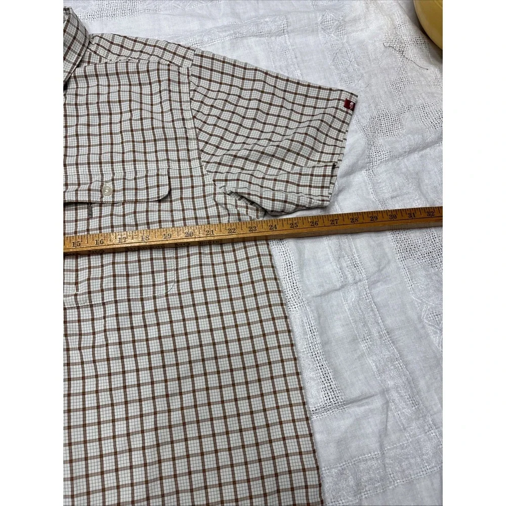 Men's The North Face‎ Brown Check Modal Hiking Button Up Shirt Size XL